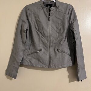 New York & Company Women's Leather Jacket in Gray